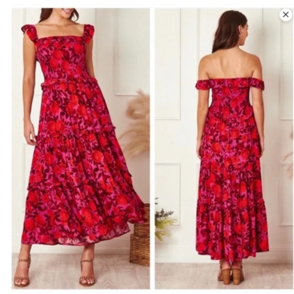 Anthropologie ‘Abel the Label’ Reign Smocked Floral Tiered Layer Ruffle Maxi XS - Picture 8 of 11
